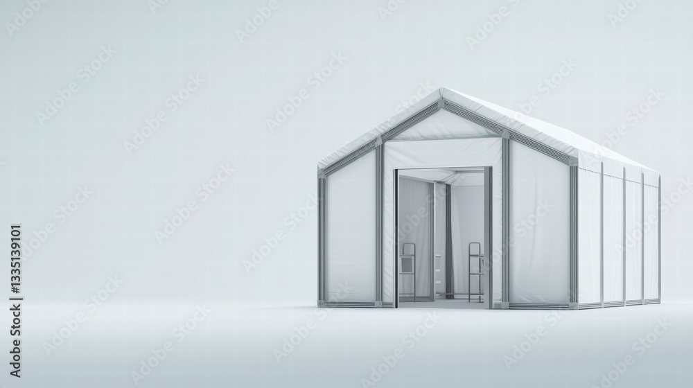 Modern Structure: Minimalist Architecture of a Contemporary White Shelter, Illustrating Simplicity, Shelter and Versatility. Modern Structure: Minimalist Architecture of a Contemporary White Shelter, Illustrating Simplicity, Shelter and Versatility.