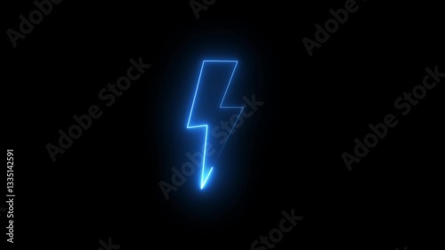 Neon Bolt icon Animation. Lightning bolt icon isolated on black background. charging sign. Charge flash icon. Thunder bolt. Lighting strike.