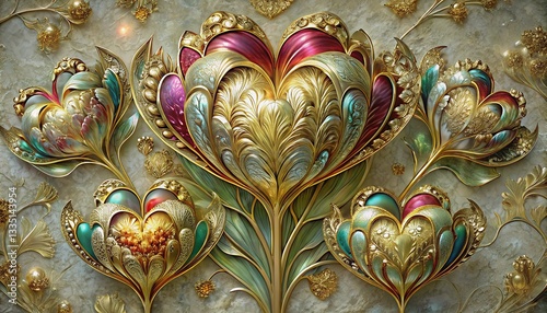 Wallpaper Mural parrot tulip in fiery shades of red, orange, and yellow with intricately ruffled petals , exotic flower with a rich color gradient, curling petal edges, and dynamic, almost surreal appearance Torontodigital.ca