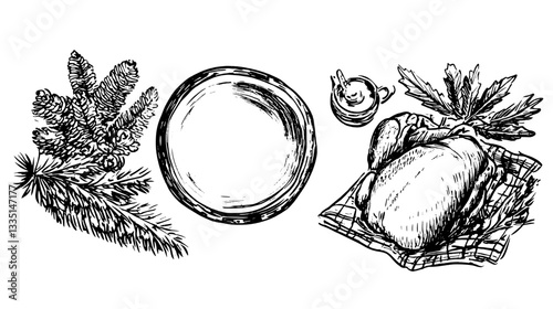 Culinary artistry combines nature's elements featuring a beautifully presented dish of chicken