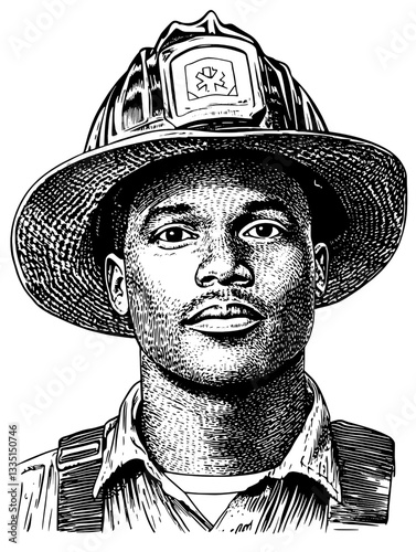 Cinematic portrait of a firefighter in uniform showcasing dedication and bravery in nature