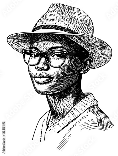Captivating portrait of a person wearing a hat and glasses in a stylish manner