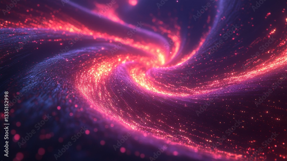 Obraz premium Abstract cosmic vortex with swirling trails of glowing particles in shades of pink and blue. 