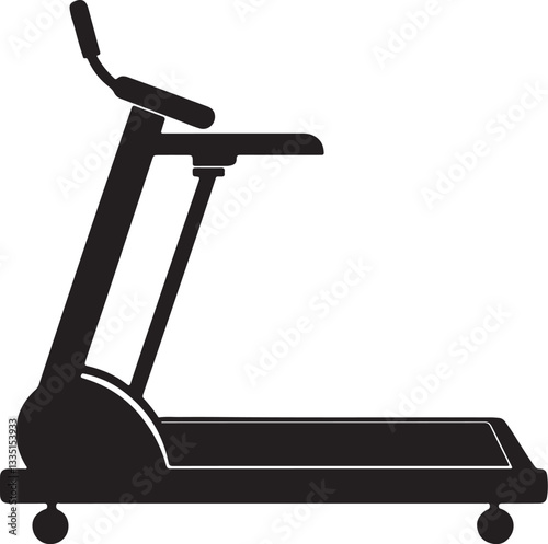 treadmill silhouette, black and white silhouette, vector and illustration