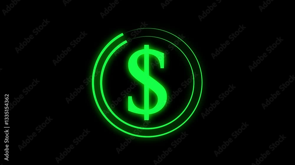 Dollar icon animation with rotation on black background... Dollar icon animation with rotation on black background...