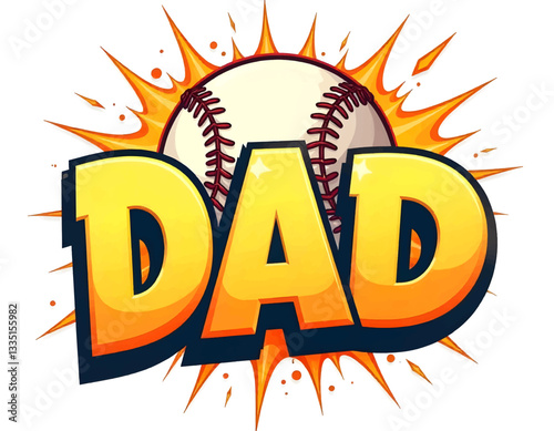 Wallpaper Mural Retro Baseball DAD lettering design with ball, graffiti style sport text design, baseball dad wording background art	 Torontodigital.ca