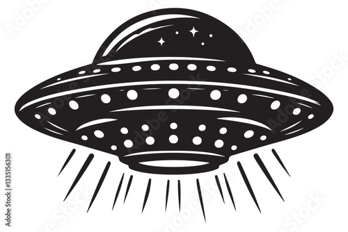 Unidentified Flying Object Illustration Vector UFO Spacecraft Sightings Artwork