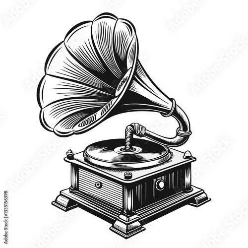 old gramophone isolated
