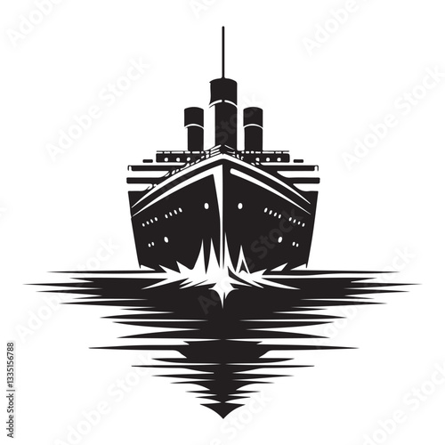 Majestic Titanic Sailing Silhouette Illustration Vector Graphic Ocean Liner