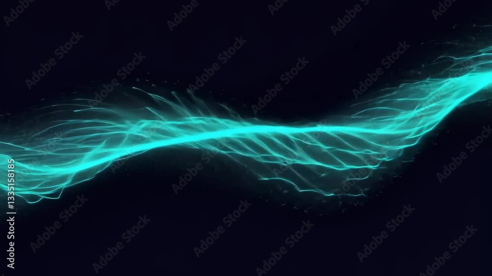 Abstract Cyan Wave Glowing in Dark Background Abstract Cyan Wave Glowing in Dark Background