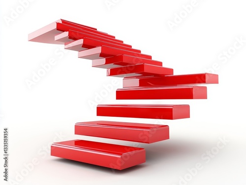 Wallpaper Mural Ascend to Success: A Red Staircase Metaphor for Business Growth and Career Advancement, Symbolizing Progress, Opportunity, and the Climb to Achievement Torontodigital.ca