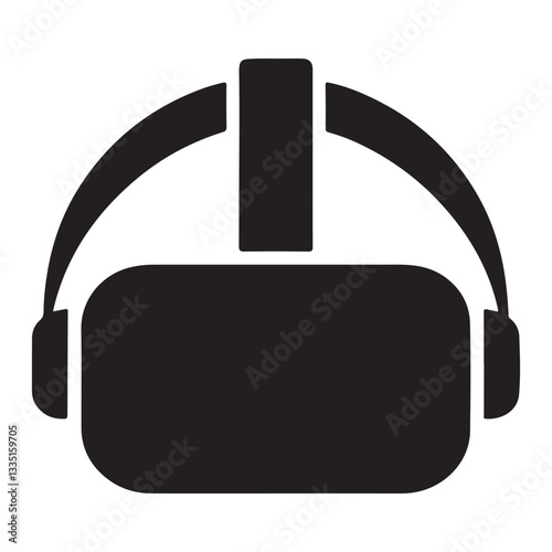 Virtual Reality VR Simple Headset Silhouette Vector Minimal Design