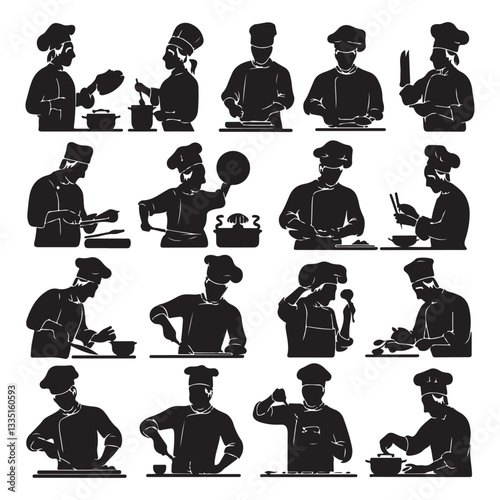 vector silhouettes of  coking safe 