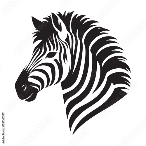 Elegant Zebra Head Vector Illustration for Wildlife and Nature Designs