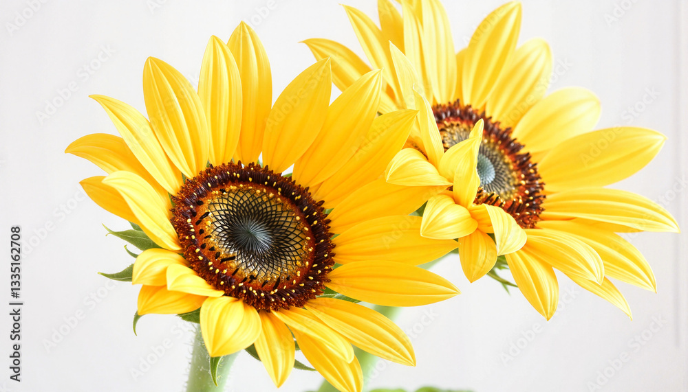 Naklejka premium Vibrant sunflowers blooming in bright sunlight, cheerful beauty
