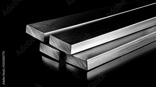 A pile of shiny metal bars against a black background.