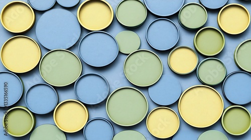 Various colorful circular shapes of different sizes are arranged