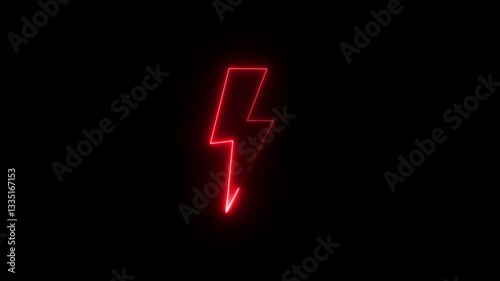Neon Bolt icon Animation. Lightning bolt icon isolated on black background. charging sign. Charge flash icon. Thunder bolt. Lighting strike.