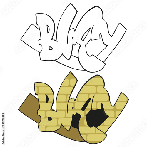 "Playful and quirky funny word graffiti design featuring bold colors and unique urban style. Perfect for posters, clothing, and digital projects. High-quality vector illustration for creative use."