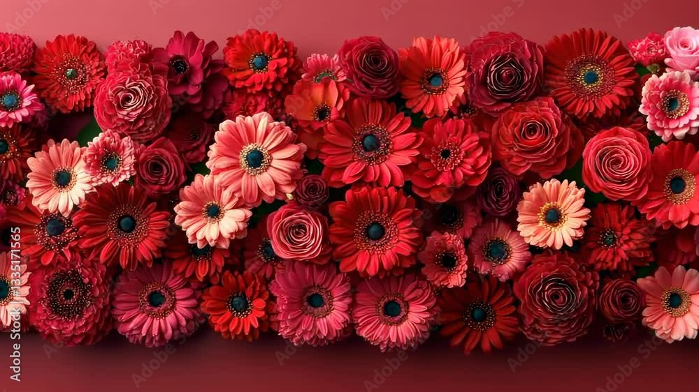 Paper flowers, red, pink, floral arrangement, background. Possible use Wallpaper, card design Paper flowers, red, pink, floral arrangement, background. Possible use Wallpaper, card design