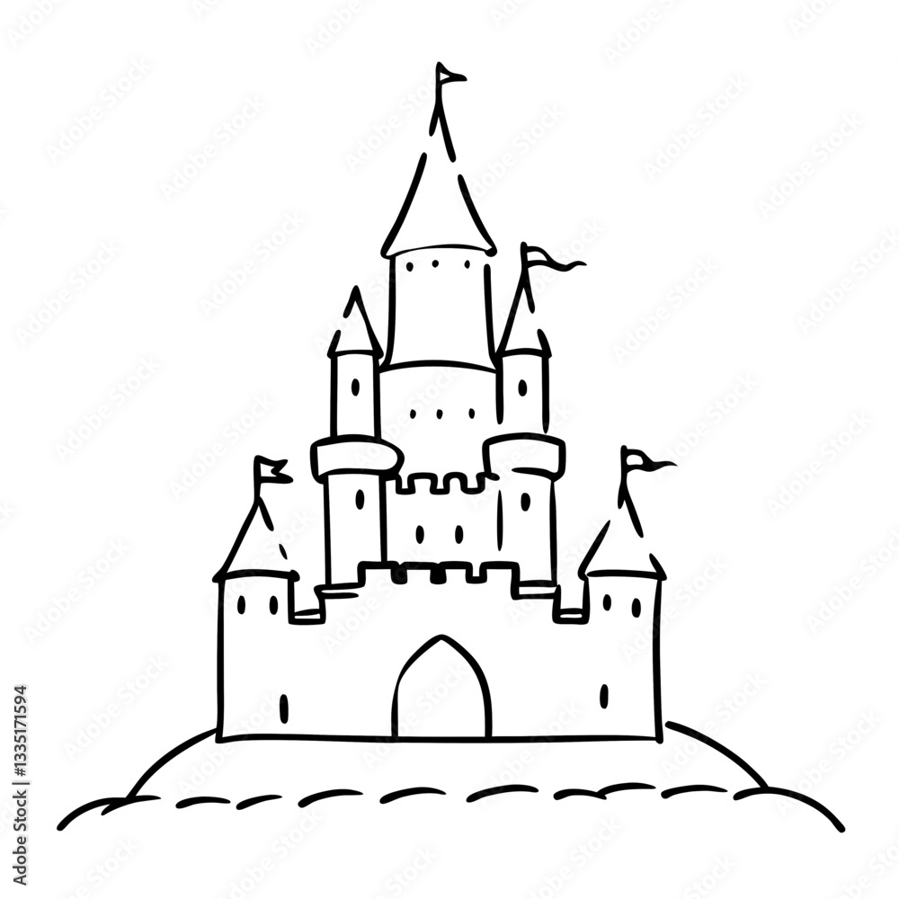 Fototapeta premium a castle with towers and flags