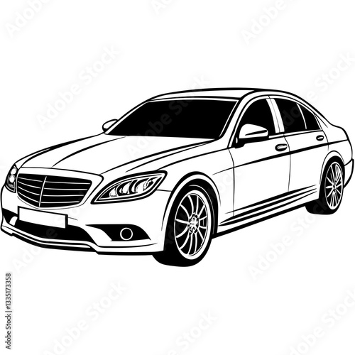 an illustration of a luxury car in a sleek black and white design vector illustration