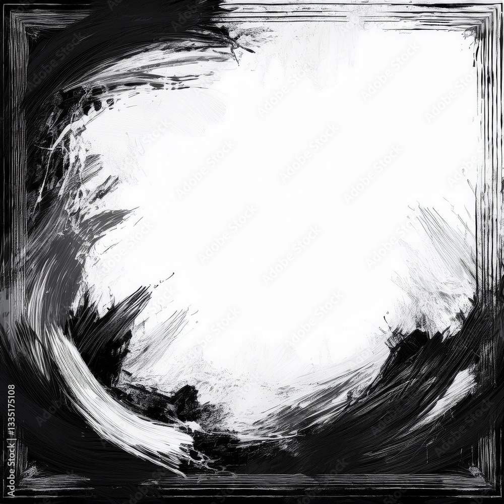 Obraz premium border frame of hand drawn grunge brush strokes concept background with copy space