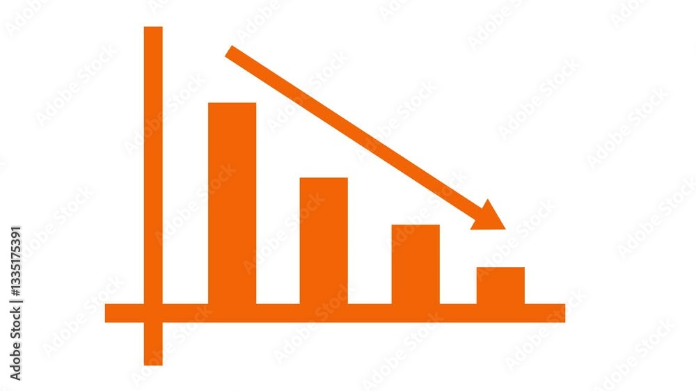 Gray Bar Chart Showing Decline, Gray bar chart with descending trend line, indicating decline Gray Bar Chart Showing Decline, Gray bar chart with descending trend line, indicating decline