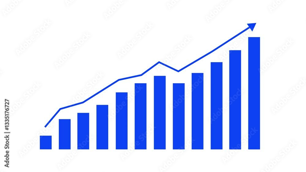 Upward Trend Bar Chart with Arrow, A simple bar chart with an upward trend line and arrow, indicating growth Upward Trend Bar Chart with Arrow, A simple bar chart with an upward trend line and arrow, indicating growth