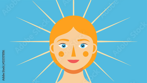 Radiant Glow A glowing radiant face with beams of light radiating from the skin symbolizing the brightening effects of the treatment.