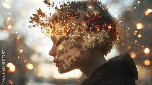 An emotionally intelligent AI reacting to subtle human emotions with customized digital art and empathetic responses in a virtual environment.