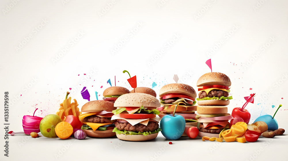 Fototapeta premium Burger clipart white background