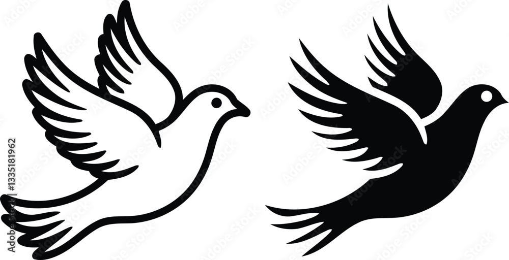 Obraz premium Dove silhouette icon representing peace and freedom.