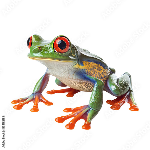 Red eyed tree frog isolated on transparent background. clipping path. png.