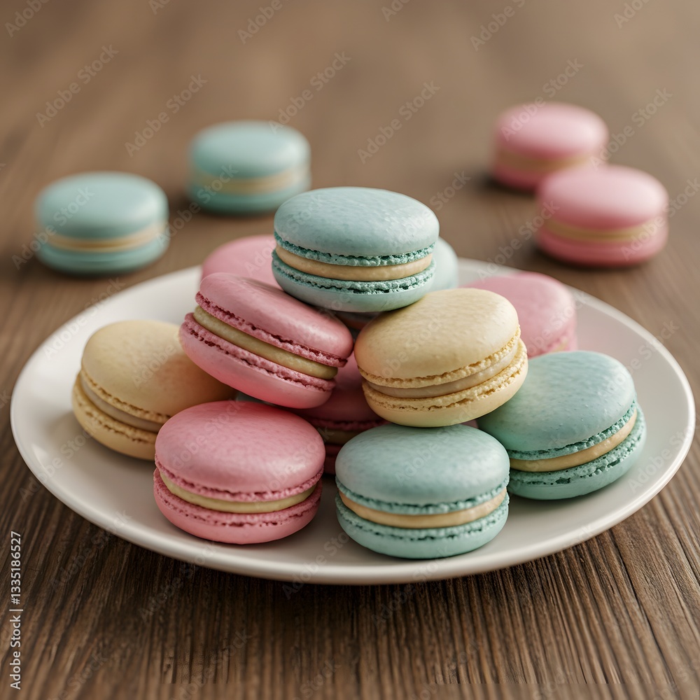 Obraz premium Colorful macarons on a plate