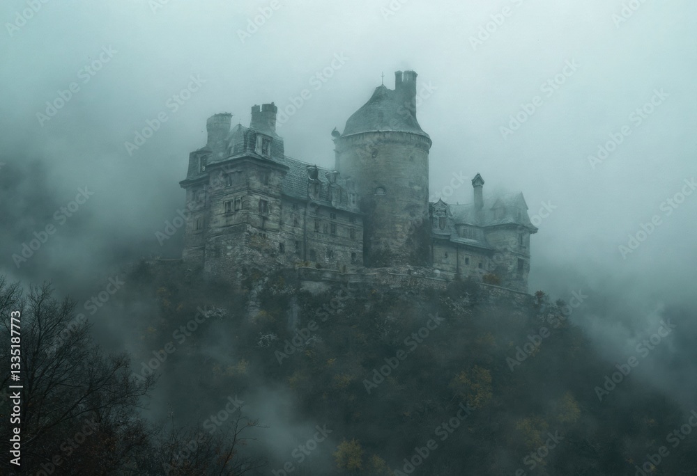 Fototapeta premium A Foggy Castle in the Mist