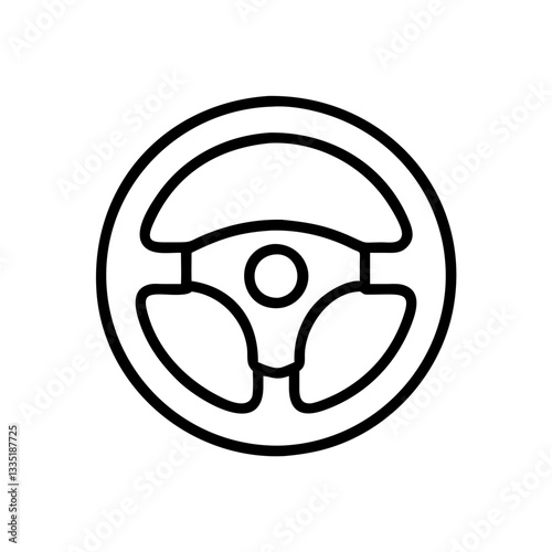 Steering wheel icon, ideal for driving school materials, automotive interface designs, and vehicle simulator branding