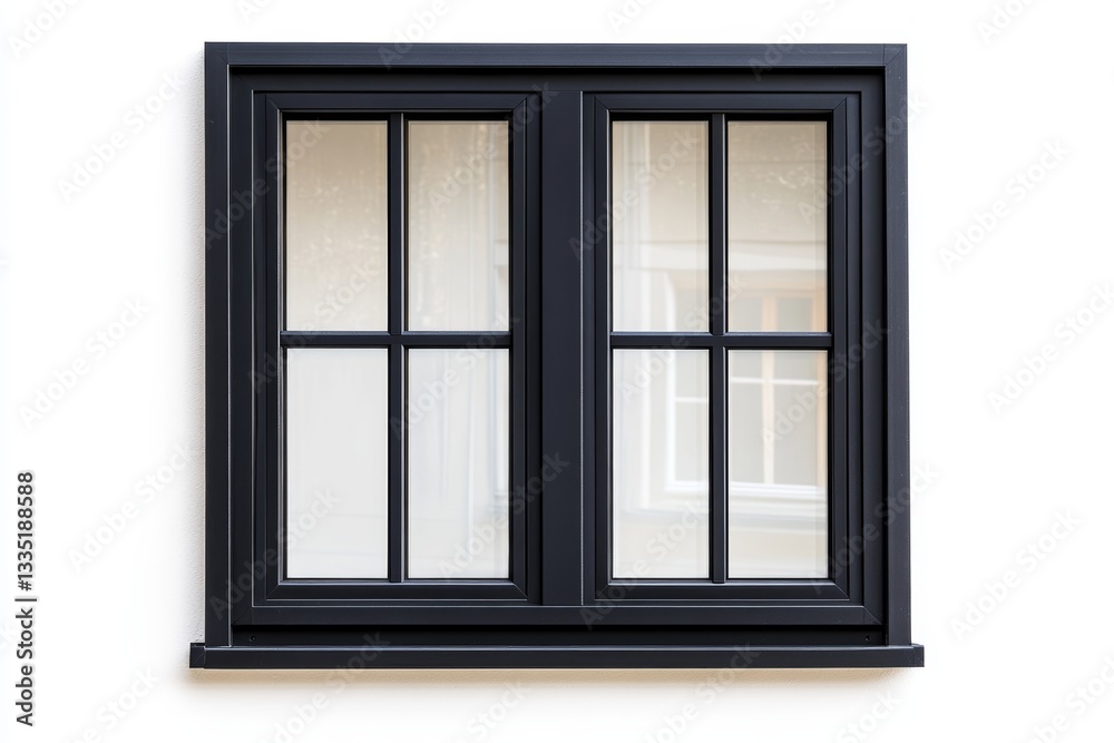 Fototapeta premium Detailed Close Up View of a Black Window Frame Isolated on a White Background