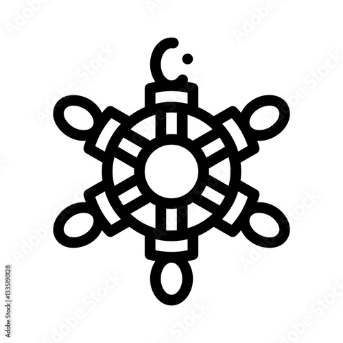 ship wheel line icon