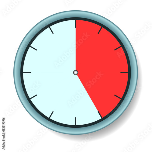 A blue round clock with a clocked time of 25 seconds. Vector illustration