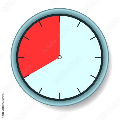A blue round clock with an expiring time of 20 seconds. Vector illustration