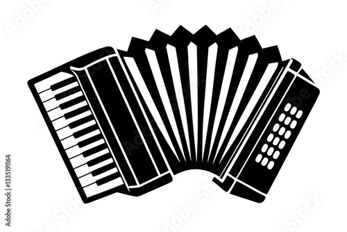 accordion line art silhouette vector illustration