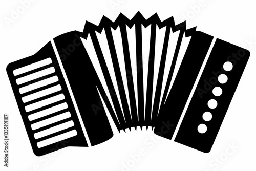 accordion line art silhouette vector illustration
