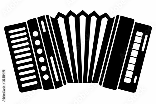 accordion line art silhouette vector illustration