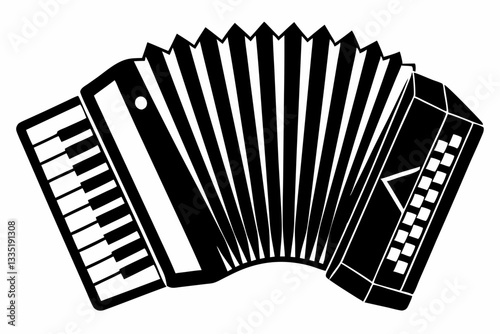 accordion line art silhouette vector illustration