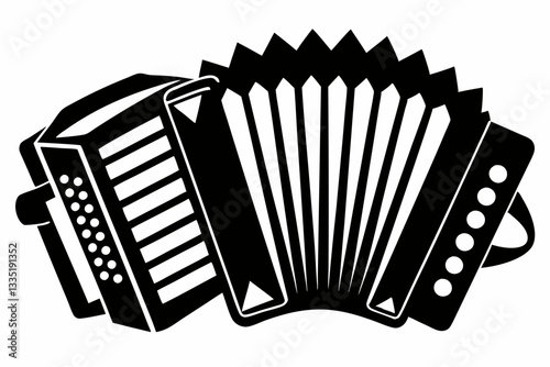 accordion line art silhouette vector illustration
