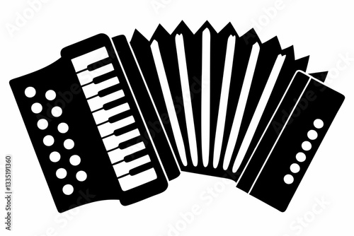 accordion line art silhouette vector illustration