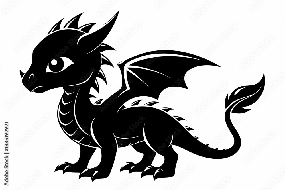 baby dragon line art silhouette vector illustration baby dragon line art silhouette vector illustration