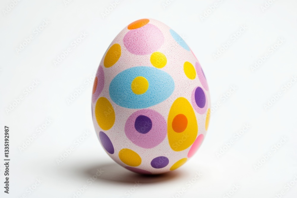 Vibrant Colorful Easter Egg with Delicate Dot Pattern Close Up Isolated on White Background Vibrant Colorful Easter Egg with Delicate Dot Pattern Close Up Isolated on White Background