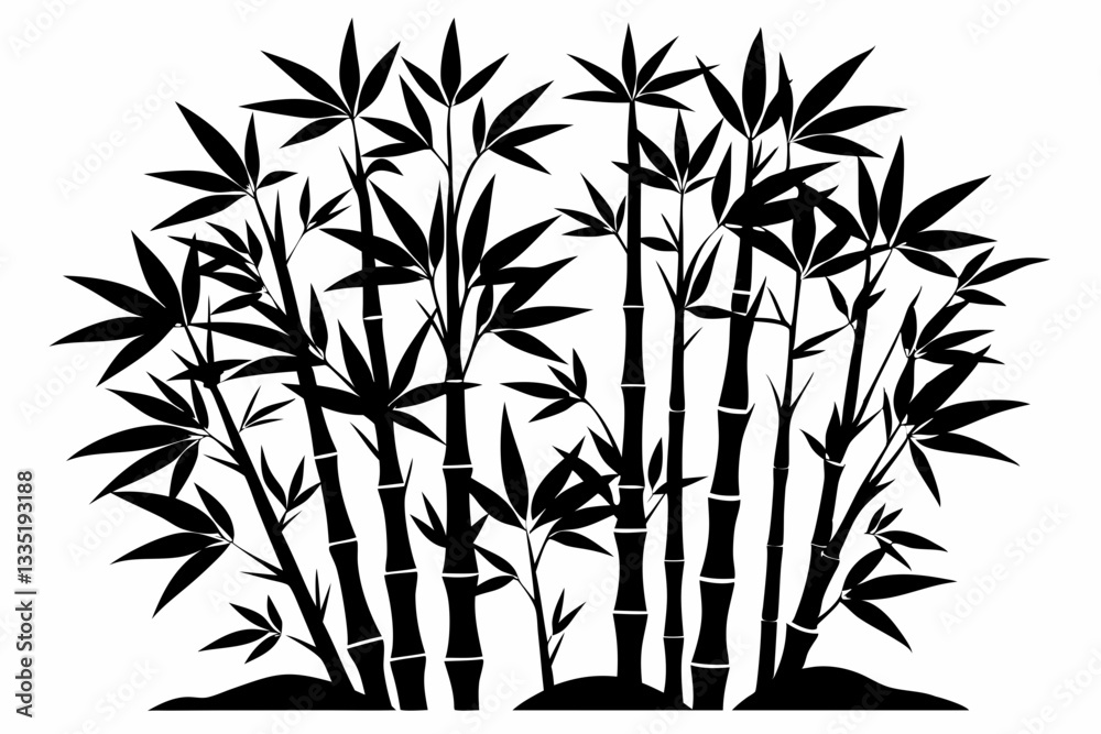Fototapeta premium bambus line art silhouette vector illustration